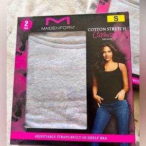 Maidenform stretch built in bra 2 light gray tank tops. New in Box size small